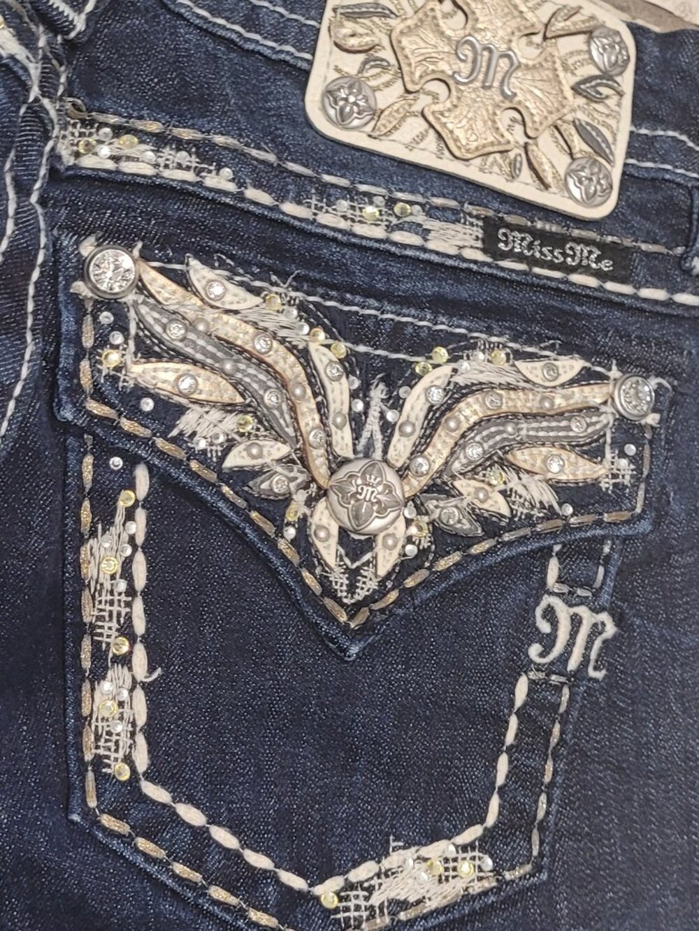 Miss Me Rhinestones Jeans**Mid Rise**Easy Boot** - Picture 7 of 11